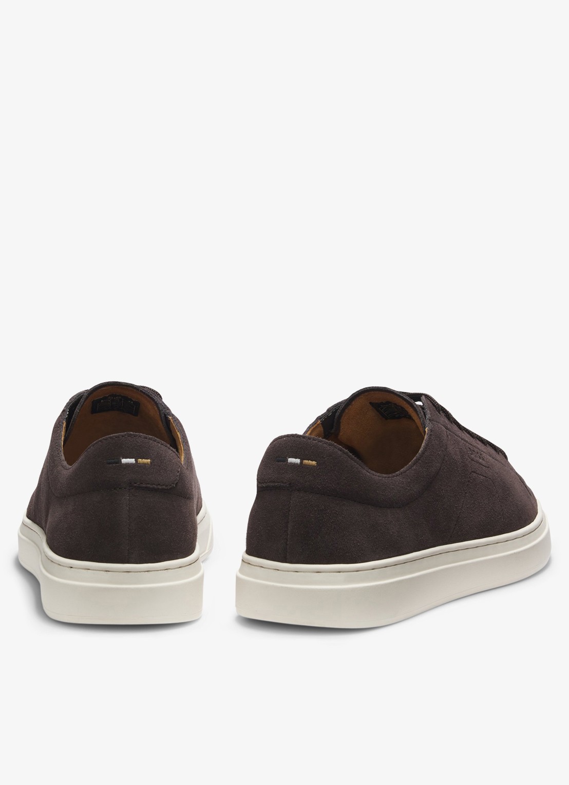 BOSS Sneaker van suède met logo  - achterkant 3 donkerbruin