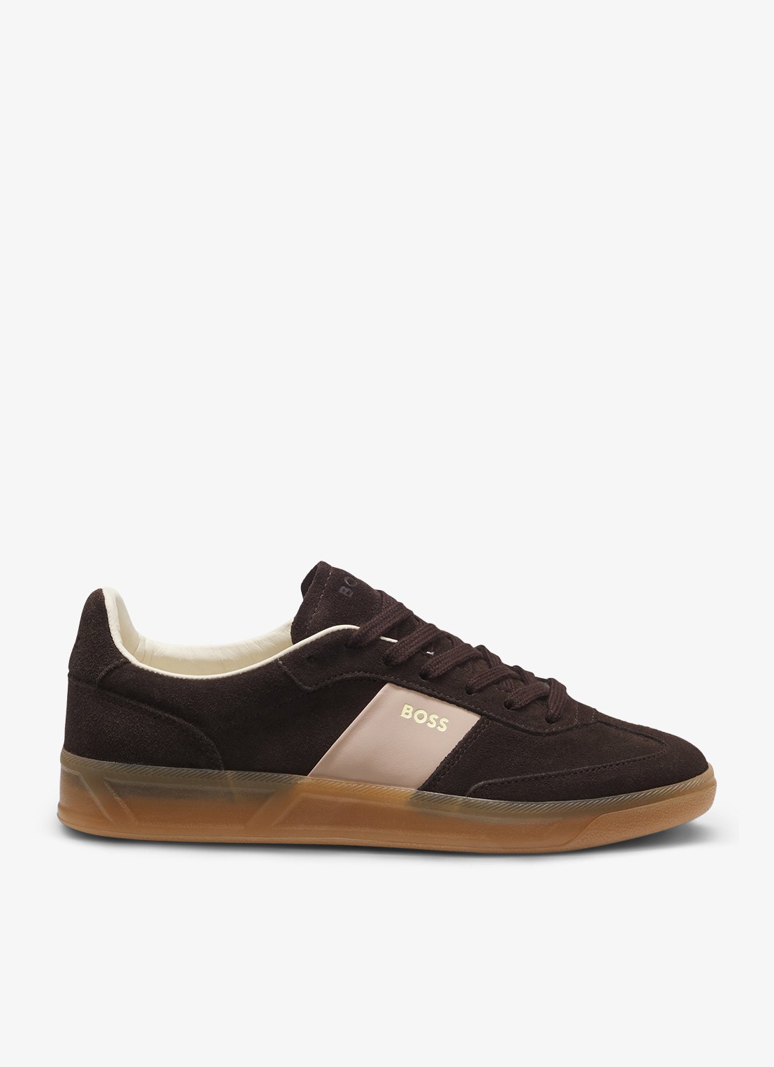 BOSS Sneaker van suède - voorkant 3 donkerbruin