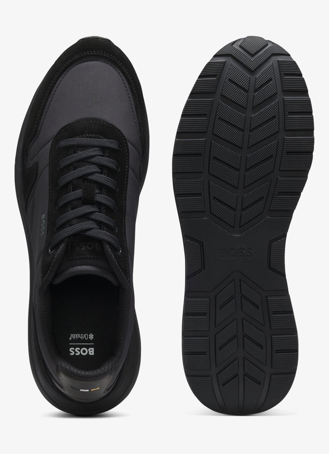 BOSS Sneakers met details van suède - detail 4 zwart