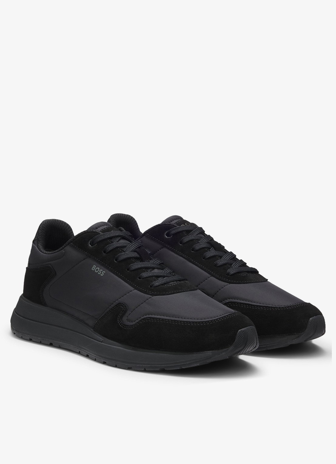 BOSS Sneakers met details van suède - voorkant 3 zwart