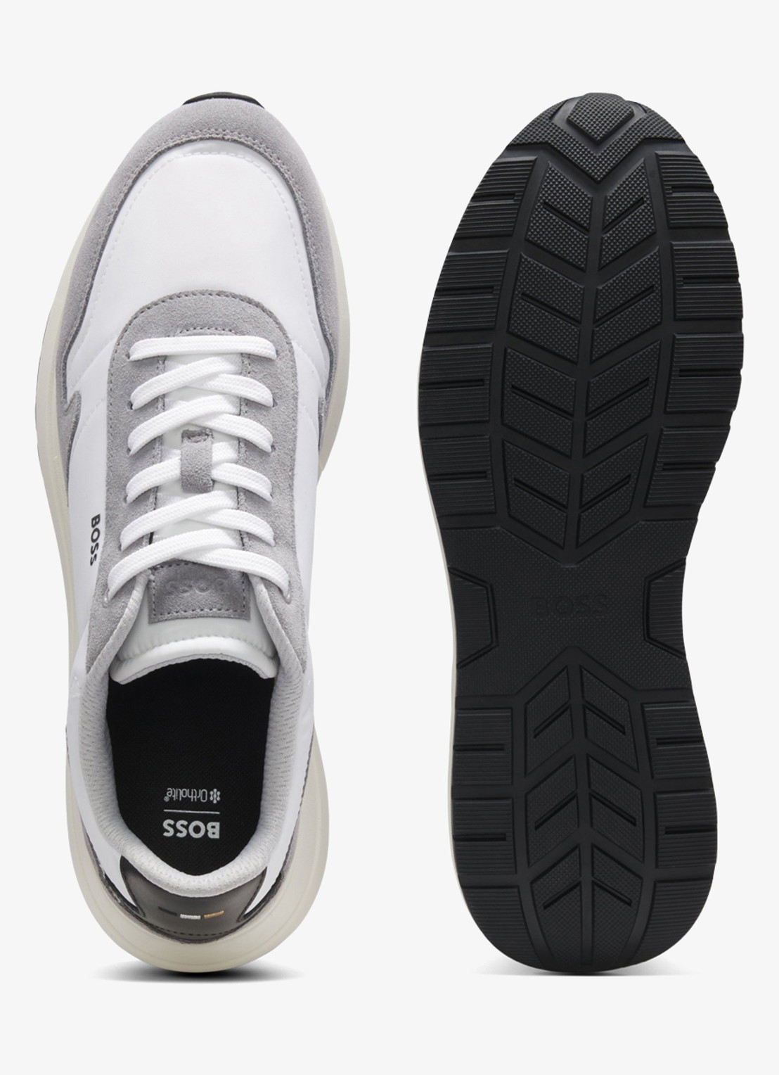 BOSS Sneakers met details van suède - detail 2 wit