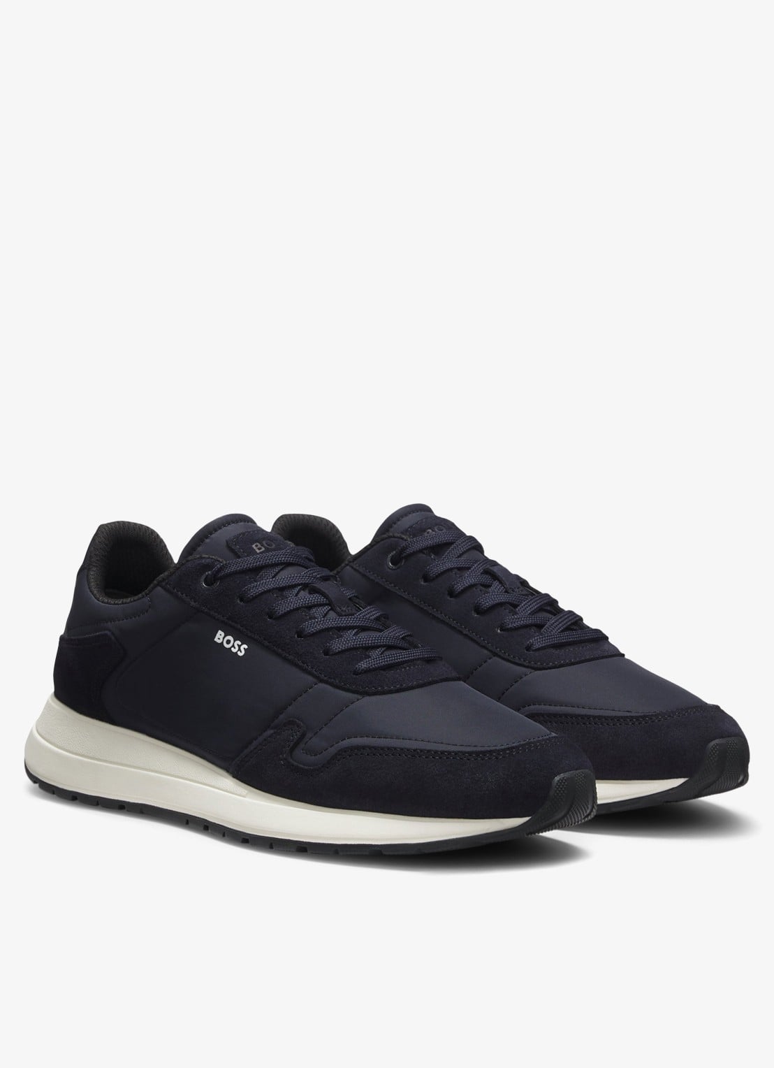 BOSS Sneakers met details van suède - detail 3 donkerblauw