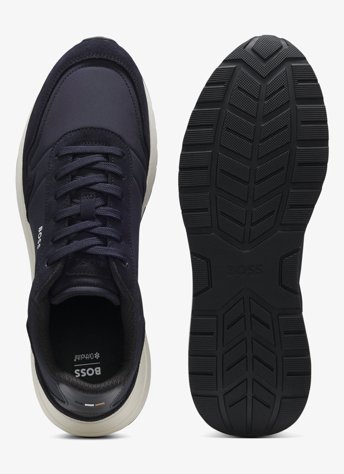 BOSS Sneakers met details van suède - detail 4 donkerblauw