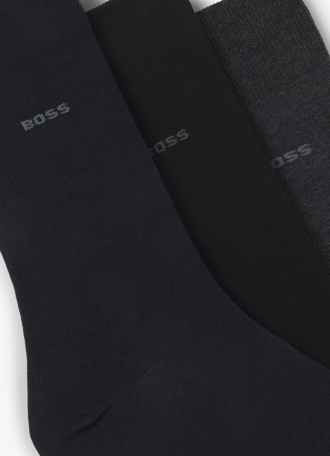 BOSS Sokken met logo in 3-pack - voorkant 2 diepzwart