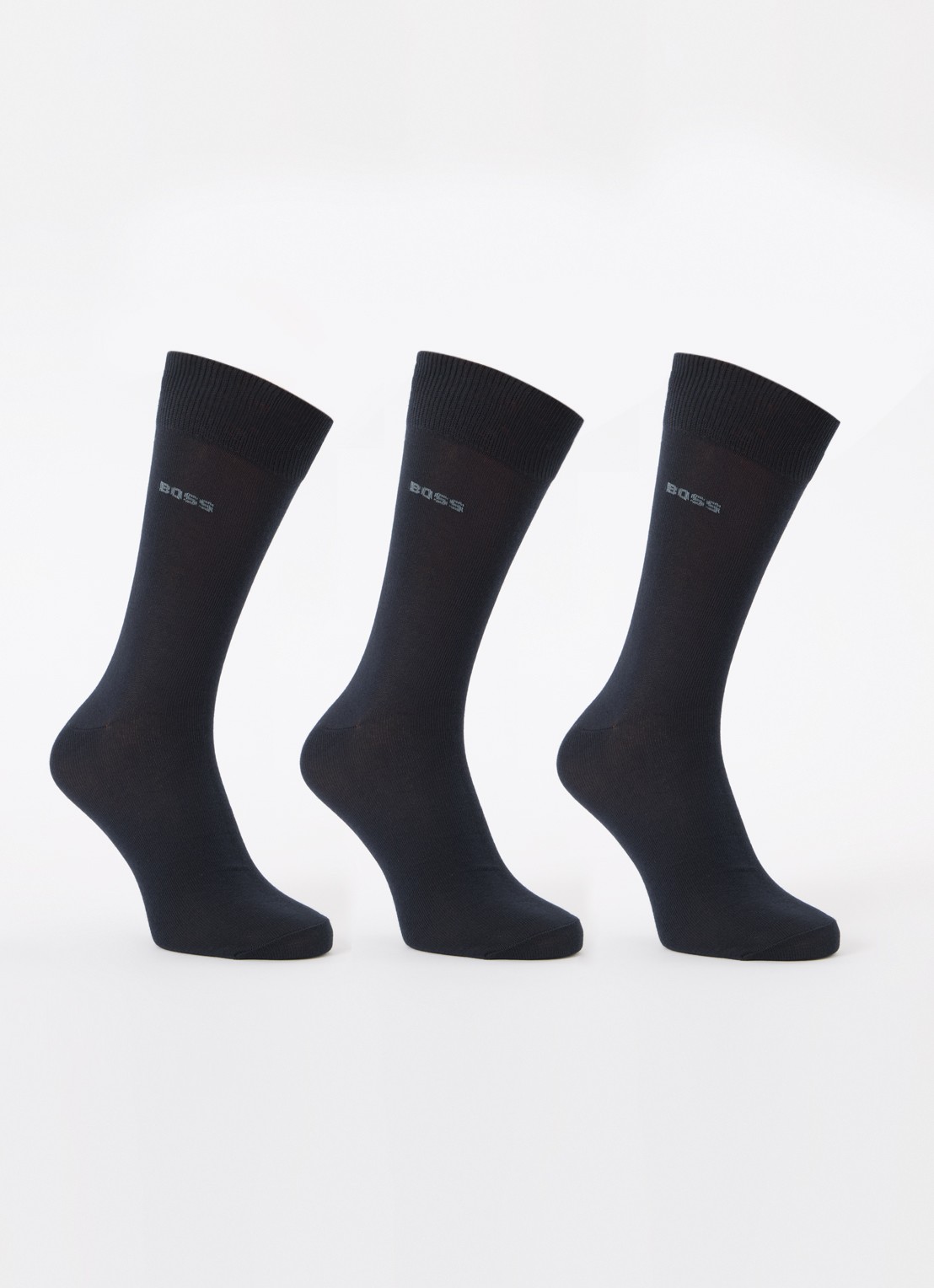 BOSS Sokken met logo in 3-pack - voorkant 2 donkerblauw