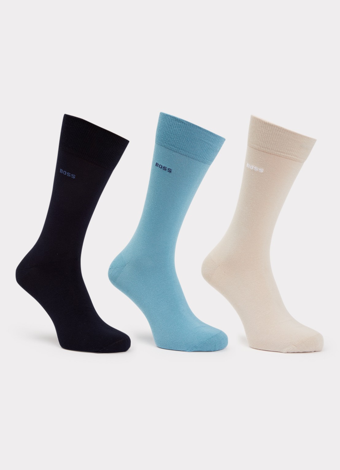 BOSS Sokken met logo in 3-pack - voorkant 2 lichtblauw