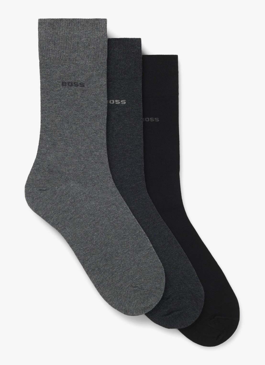 BOSS Sokken met logo in 3-pack - voorkant 3 donkergrijs