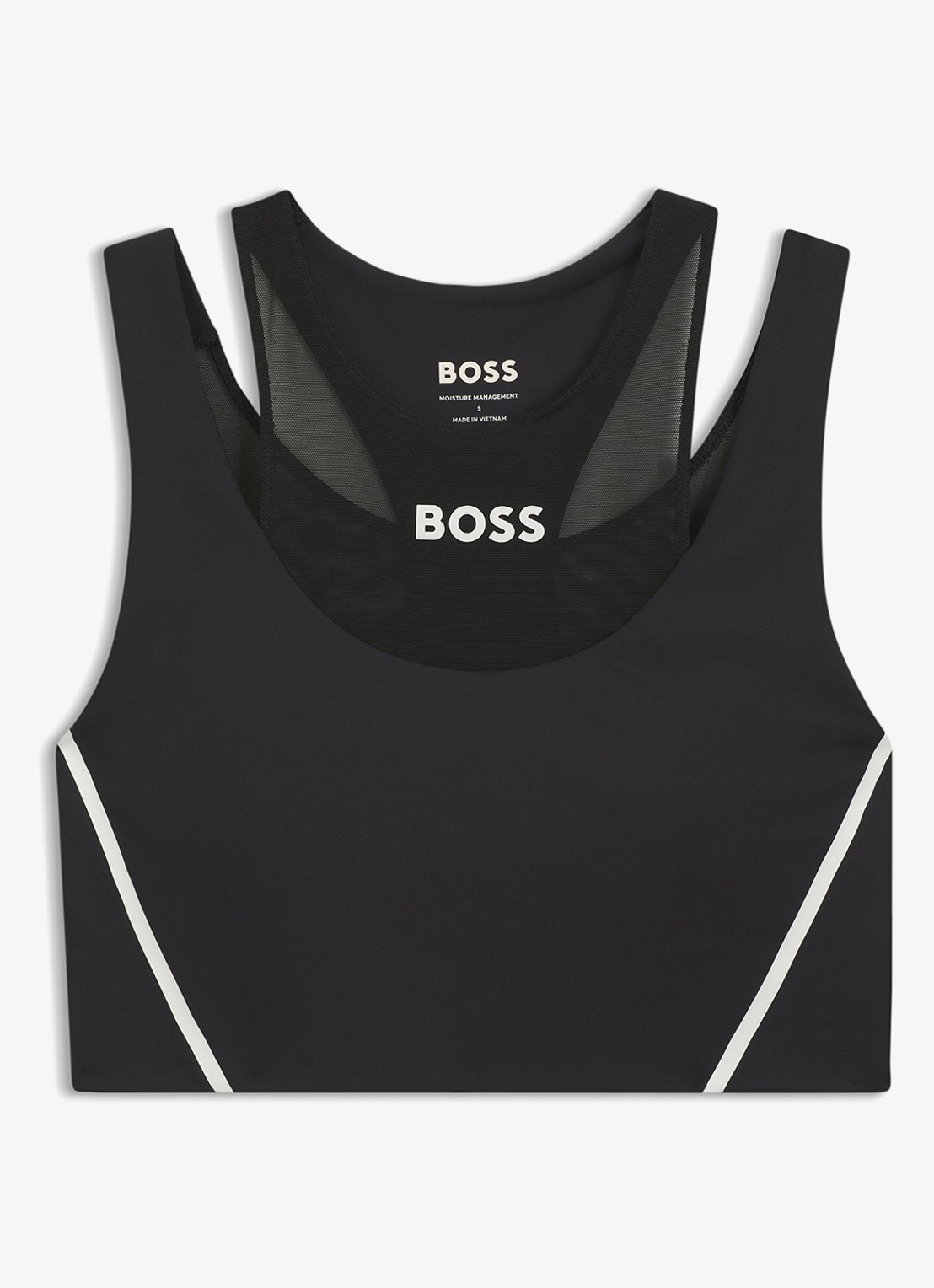 BOSS Sport bh met mesh - voorkant 2 zwart