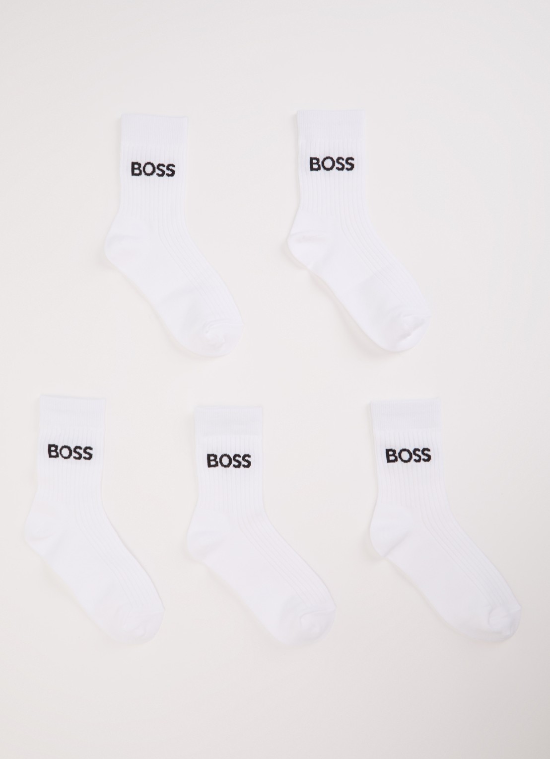 BOSS Sportsokken met logo in 5-pack - voorkant wit