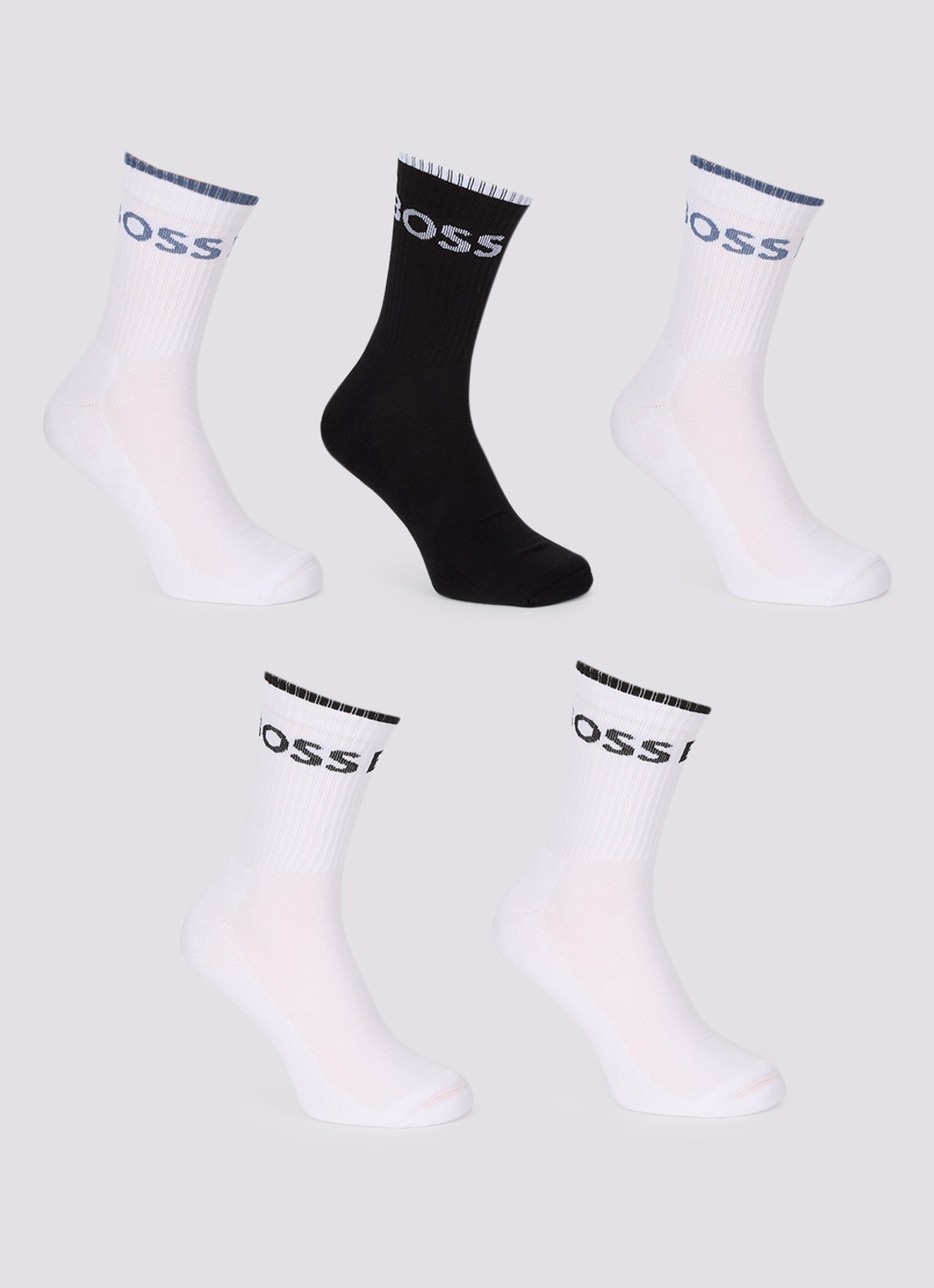 BOSS Sportsokken met logo in 6-pack - voorkant blauw