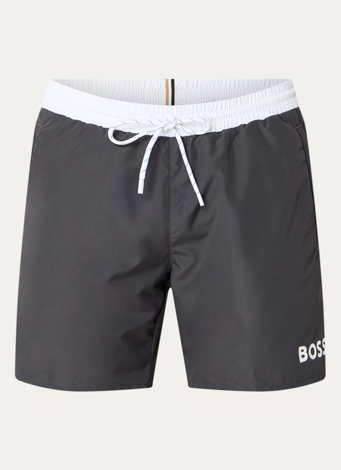 BOSS Starfish zwemshorts met logo en steekzakken - voorkant 3 antraciet