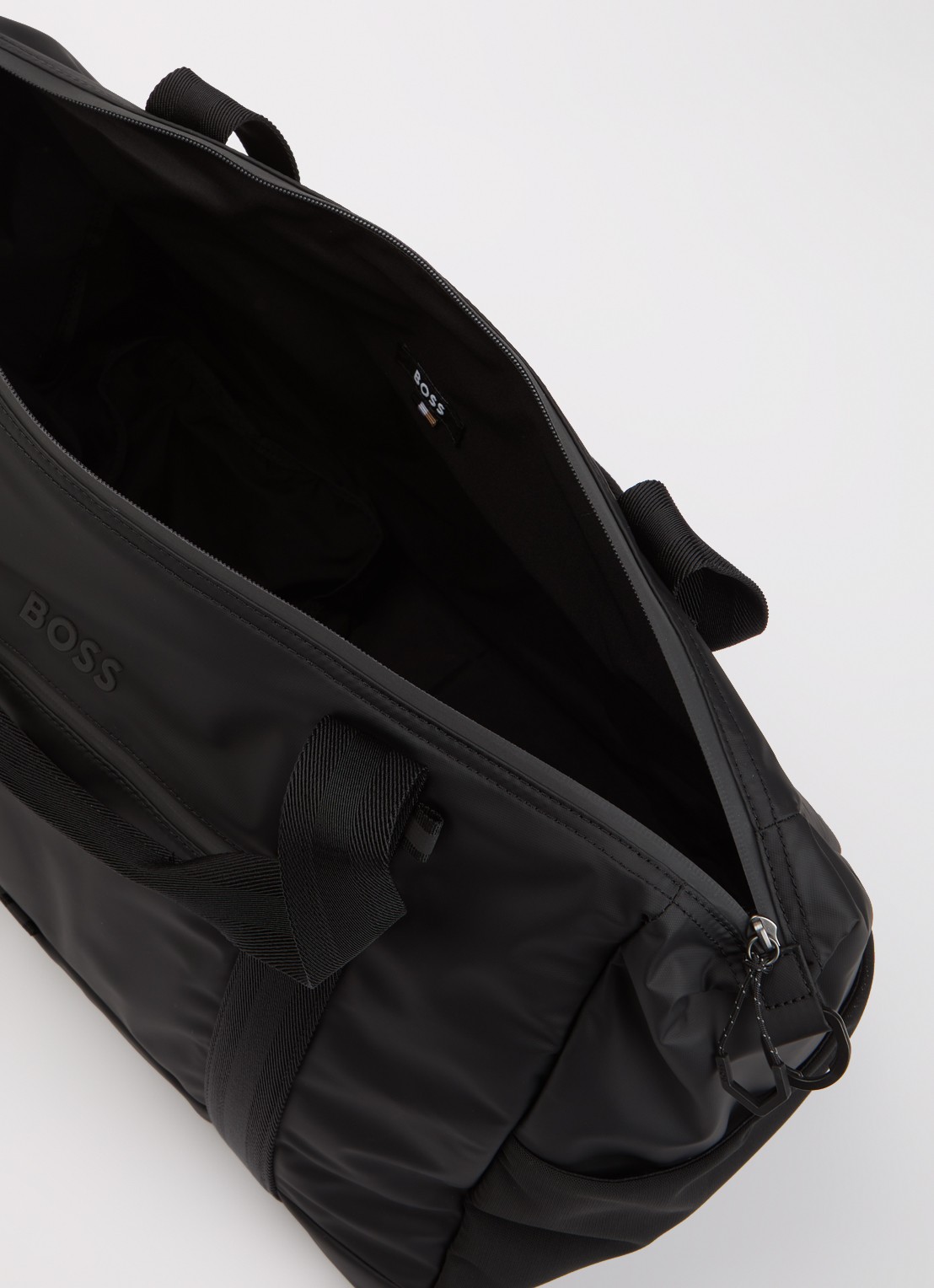 BOSS Stenson weekendtas met waterafstotende coating en logo - detail 2 zwart