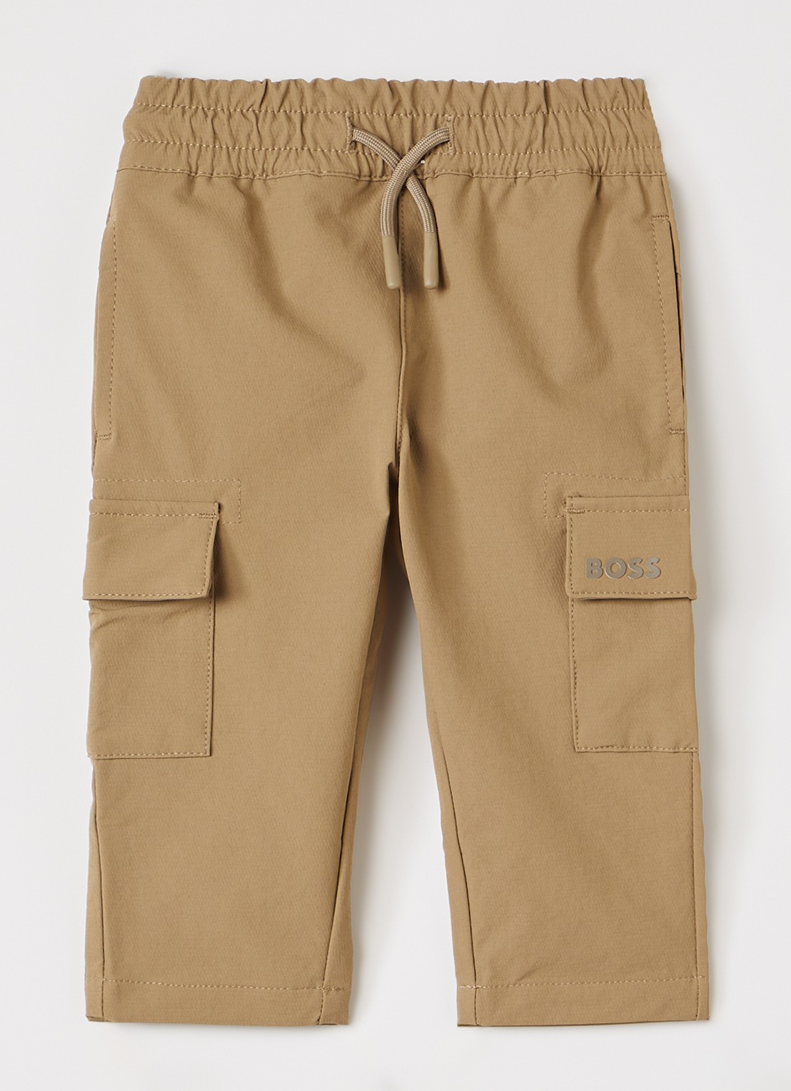 BOSS Straight fit cargobroek met klepzakken - voorkant camel