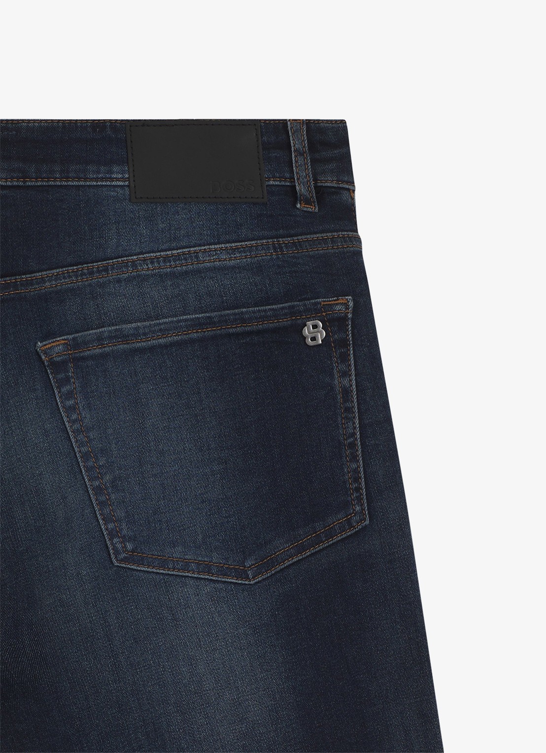 BOSS Straight fit jeans met donkere wassing - detail 5 donkerblauw