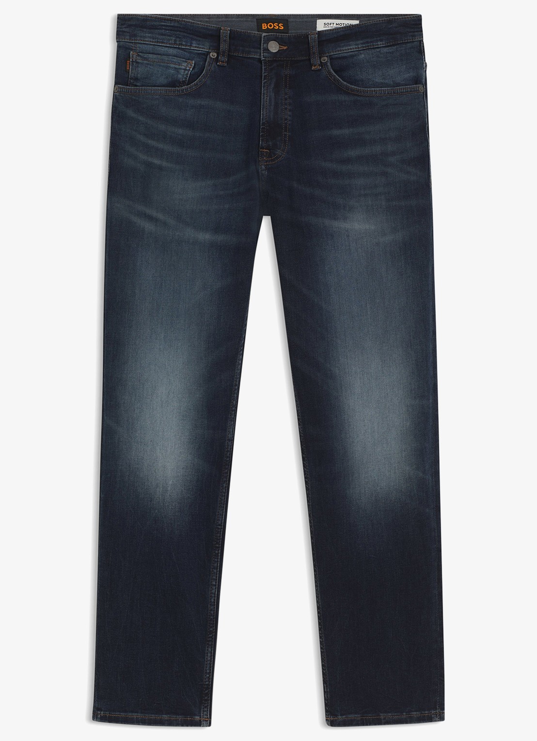 BOSS Straight fit jeans met donkere wassing - voorkant donkerblauw
