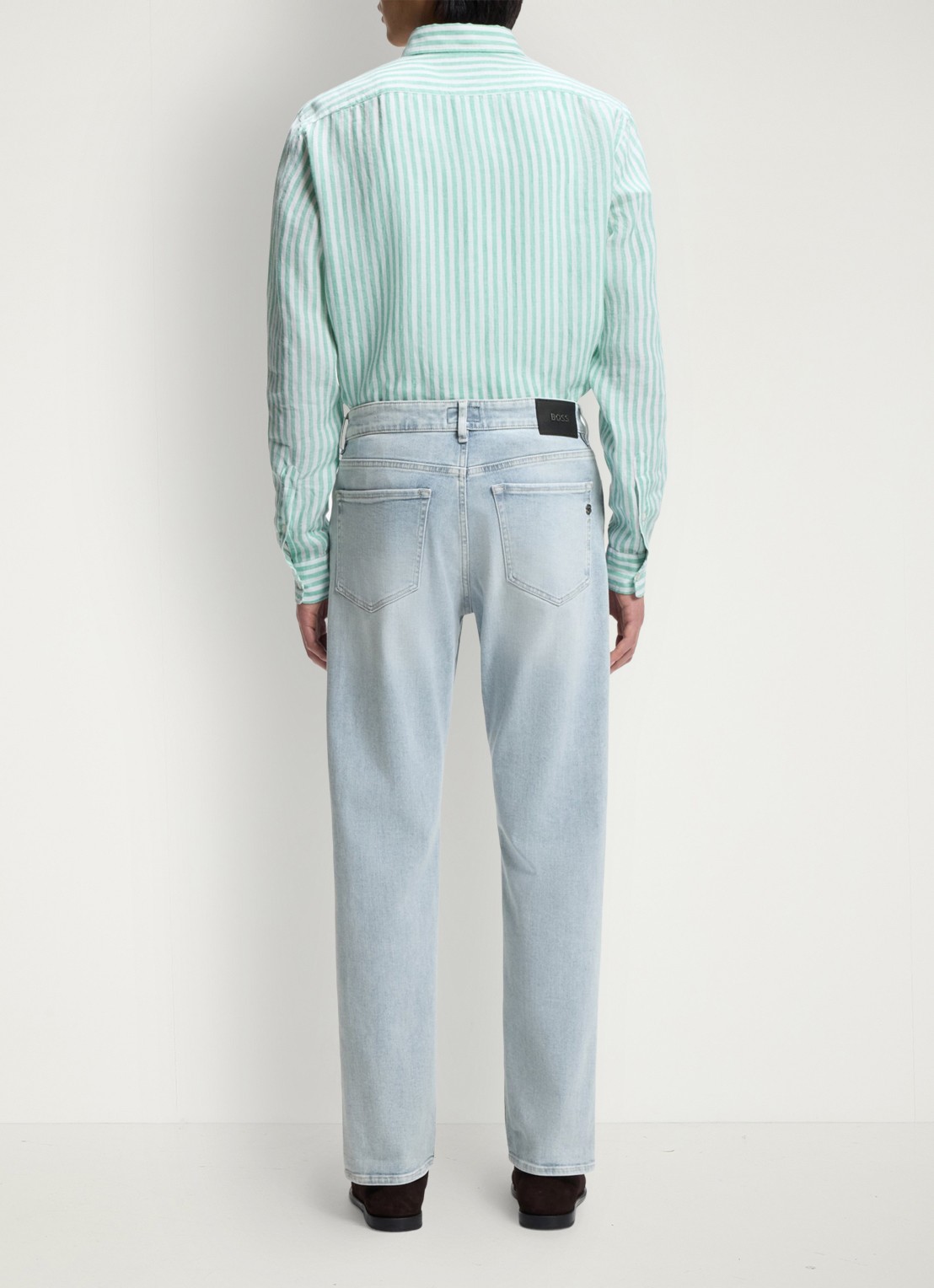 BOSS Straight fit jeans met lichte wassing - achterkant 6 blauw