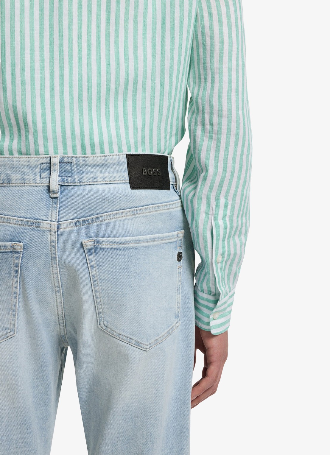 BOSS Straight fit jeans met lichte wassing - detail 4 blauw