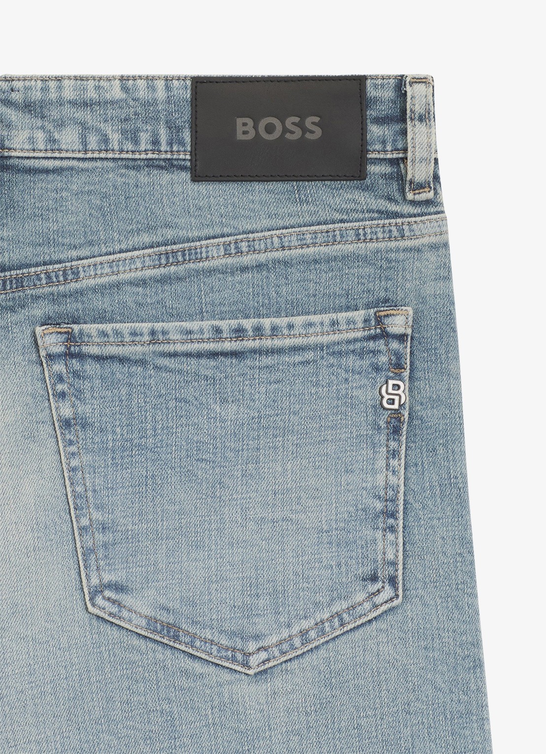 BOSS Straight fit jeans met lichte wassing - detail 3 indigo
