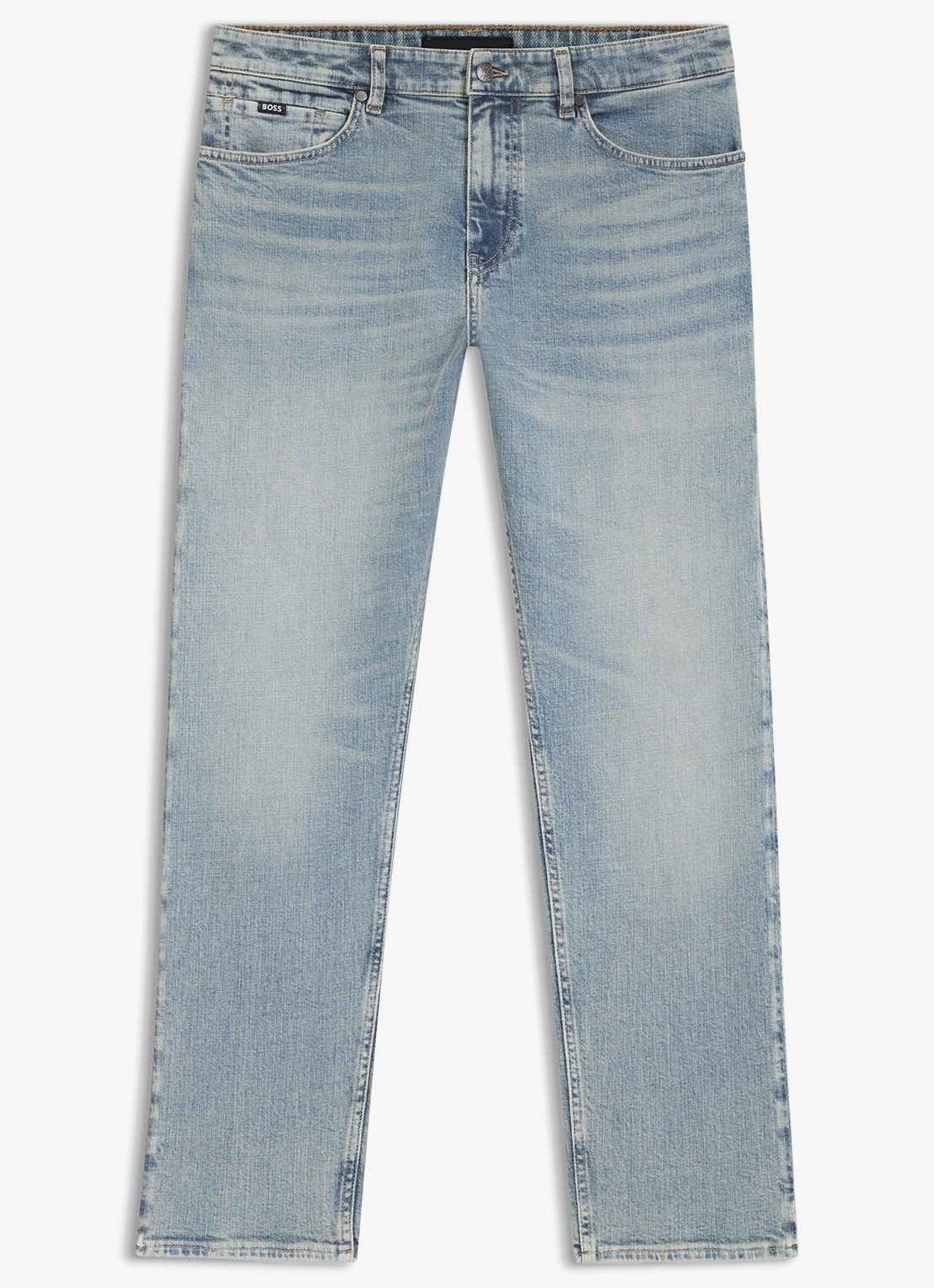 BOSS Straight fit jeans met lichte wassing - voorkant 4 indigo