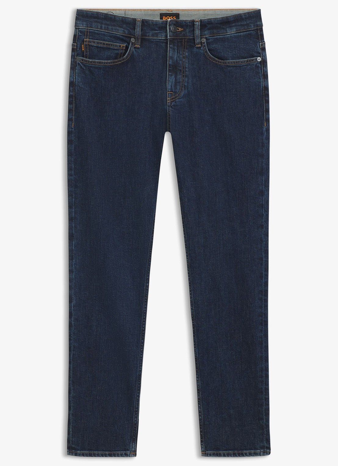 BOSS Straight fit jeans met medium wassing - voorkant 2 indigo