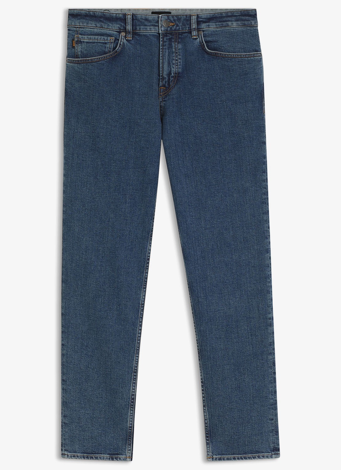 BOSS Straight fit jeans met medium wassing - voorkant indigo