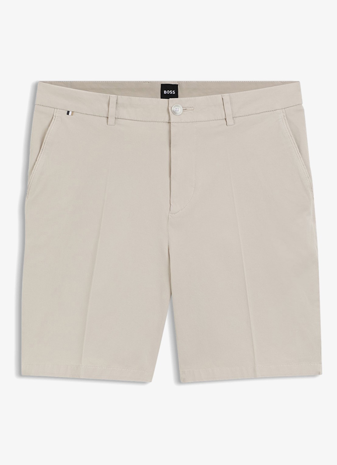 BOSS Straight fit korte broek met steekzakken - voorkant 4 beige