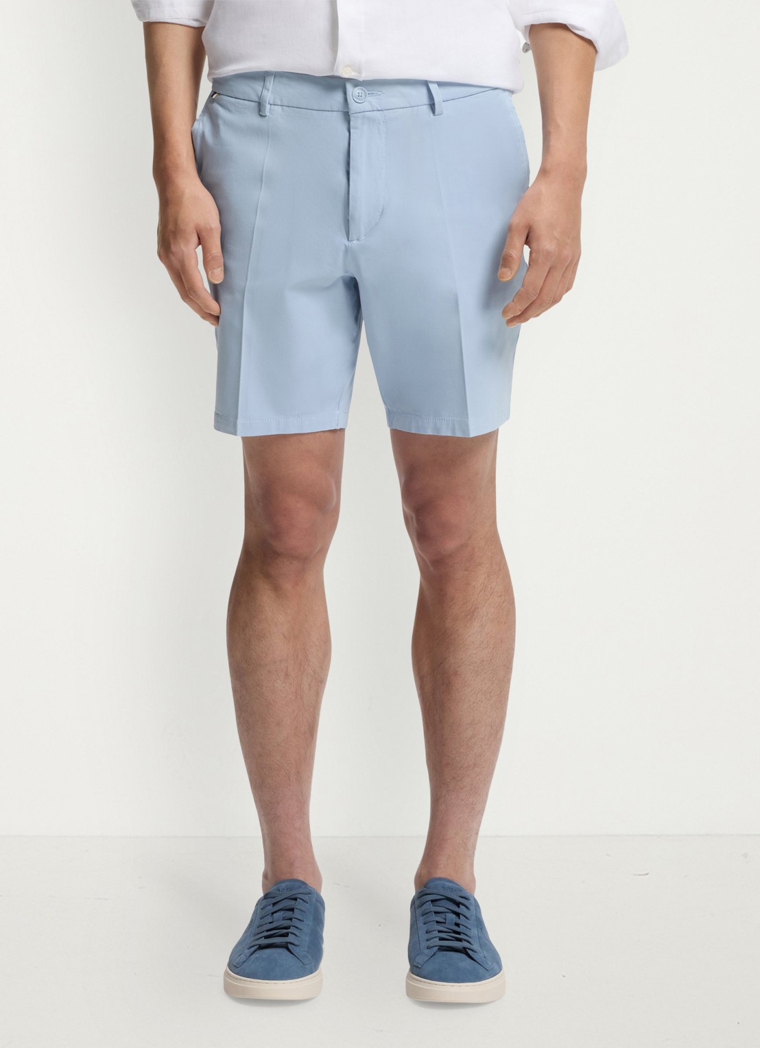 BOSS Straight fit korte broek met steekzakken - detail 6 lichtblauw