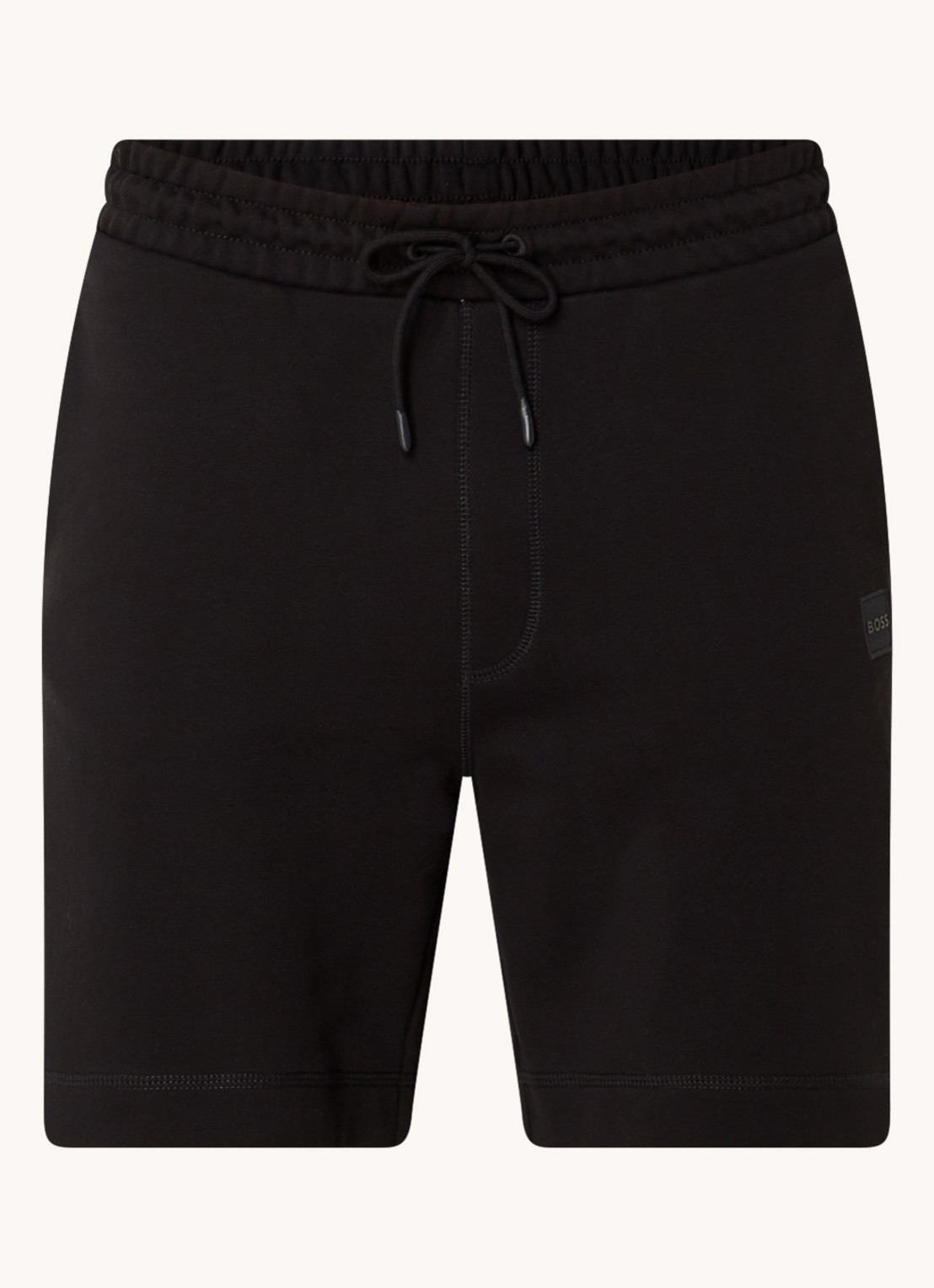 BOSS Straight fit korte broek van sweatstof met logopatch - voorkant black-001 / zwart