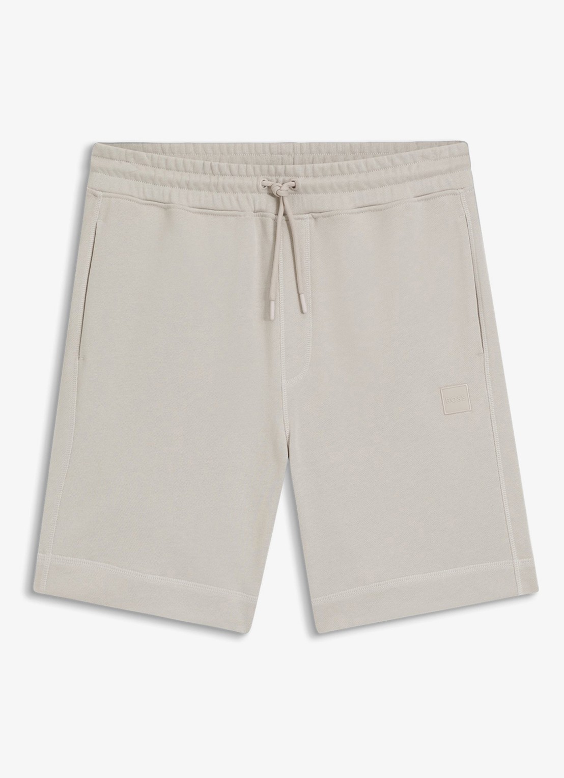 BOSS Straight fit korte broek van sweatstof met logopatch - voorkant open grey-070 / grijs