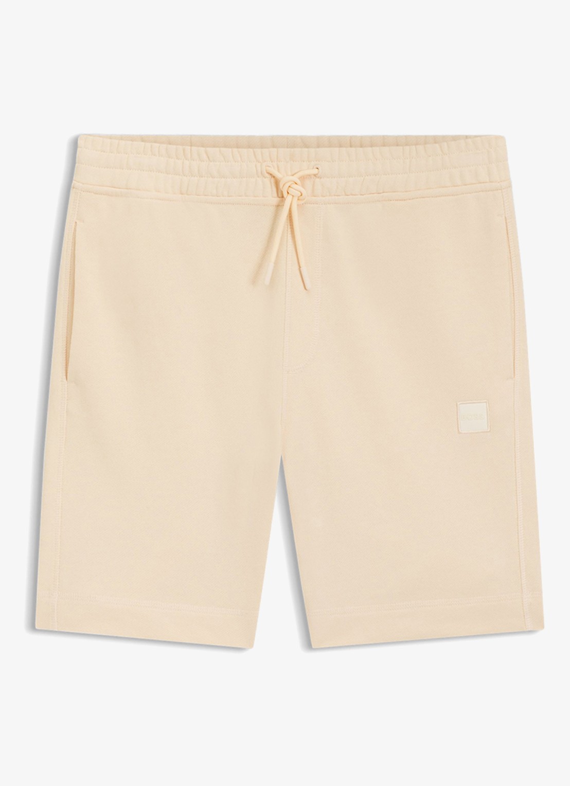 BOSS Straight fit korte broek van sweatstof met logopatch - voorkant light/pastel orange-837 / oranje