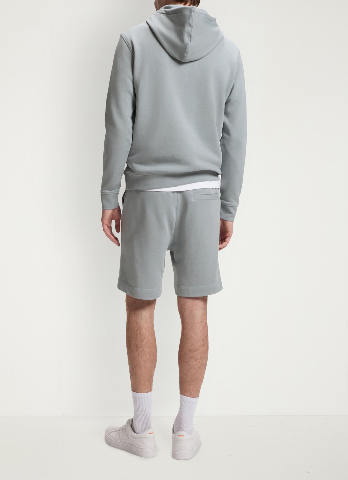 BOSS Straight fit korte broek van sweatstof met logopatch - achterkant 3 open grey-084 / grijs