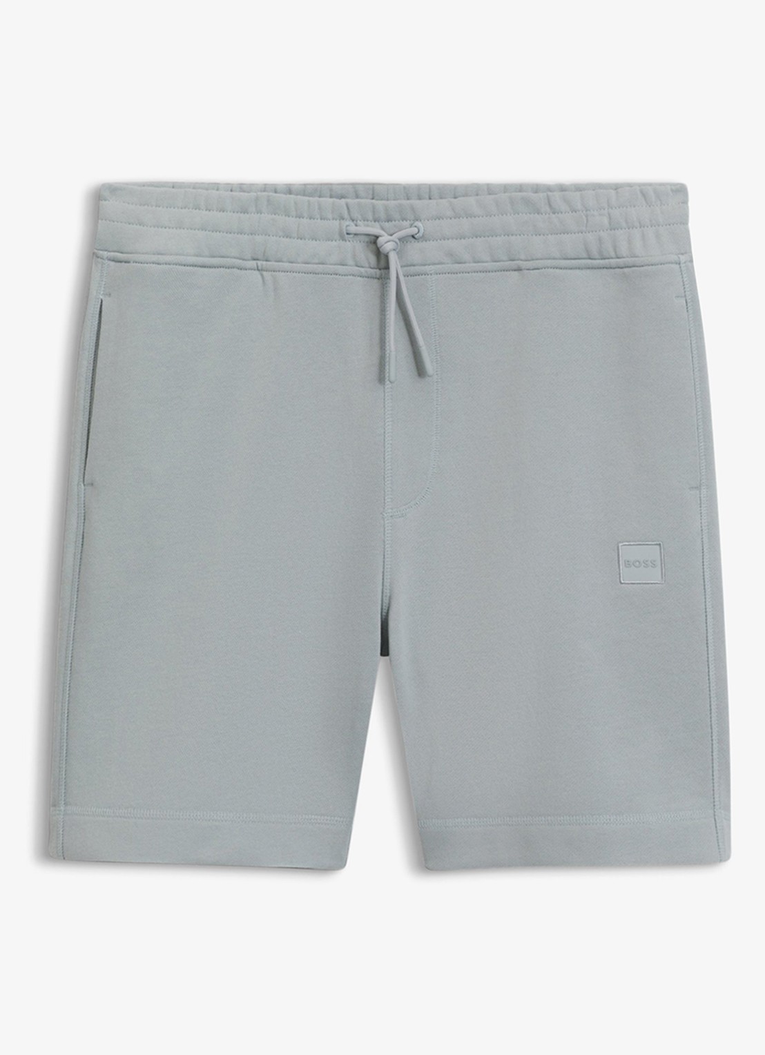BOSS Straight fit korte broek van sweatstof met logopatch - voorkant open grey-084 / grijs
