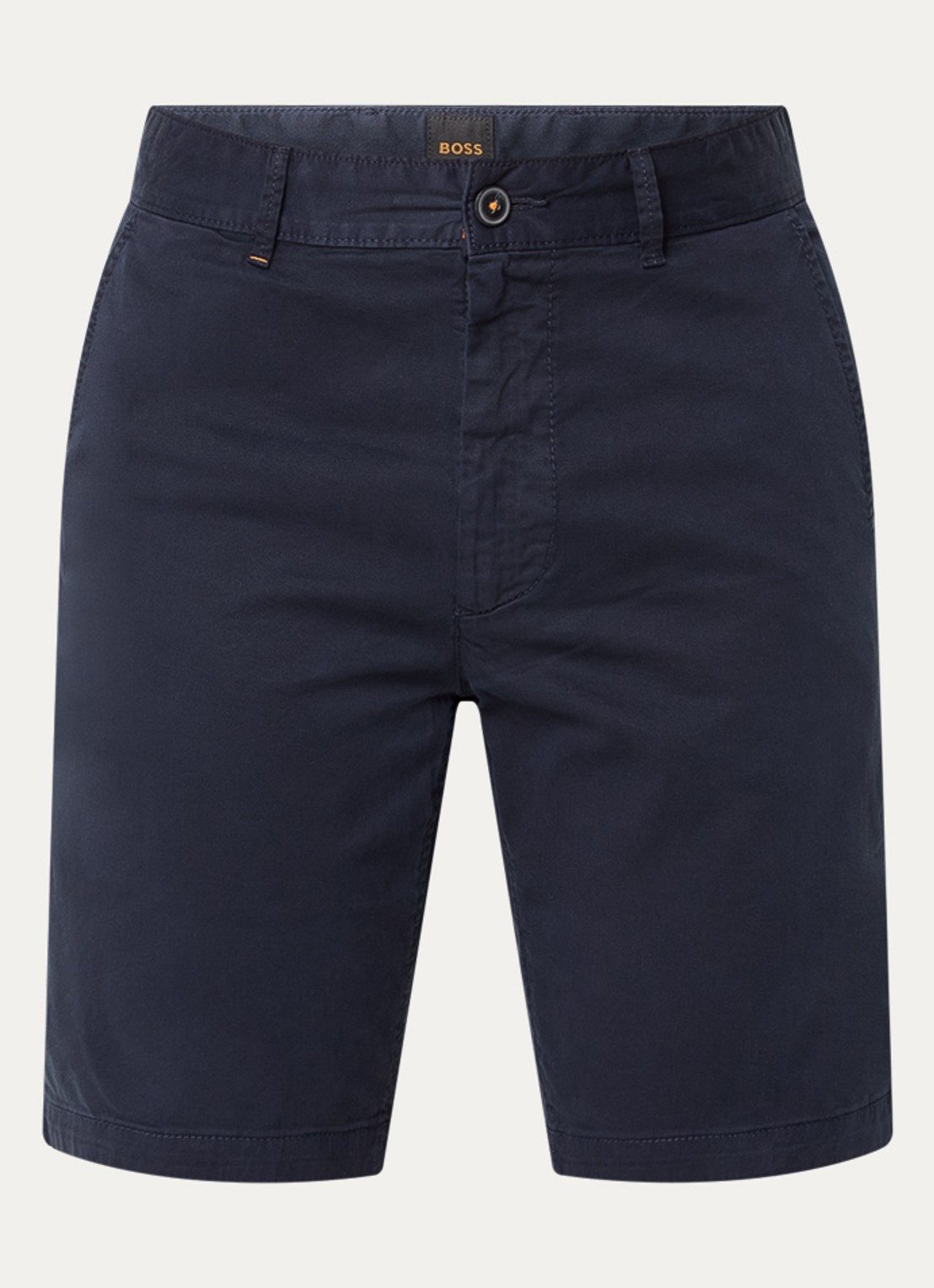 BOSS Straight fit korte chino met steekzakken - voorkant 3 dark blue-404 / blauw