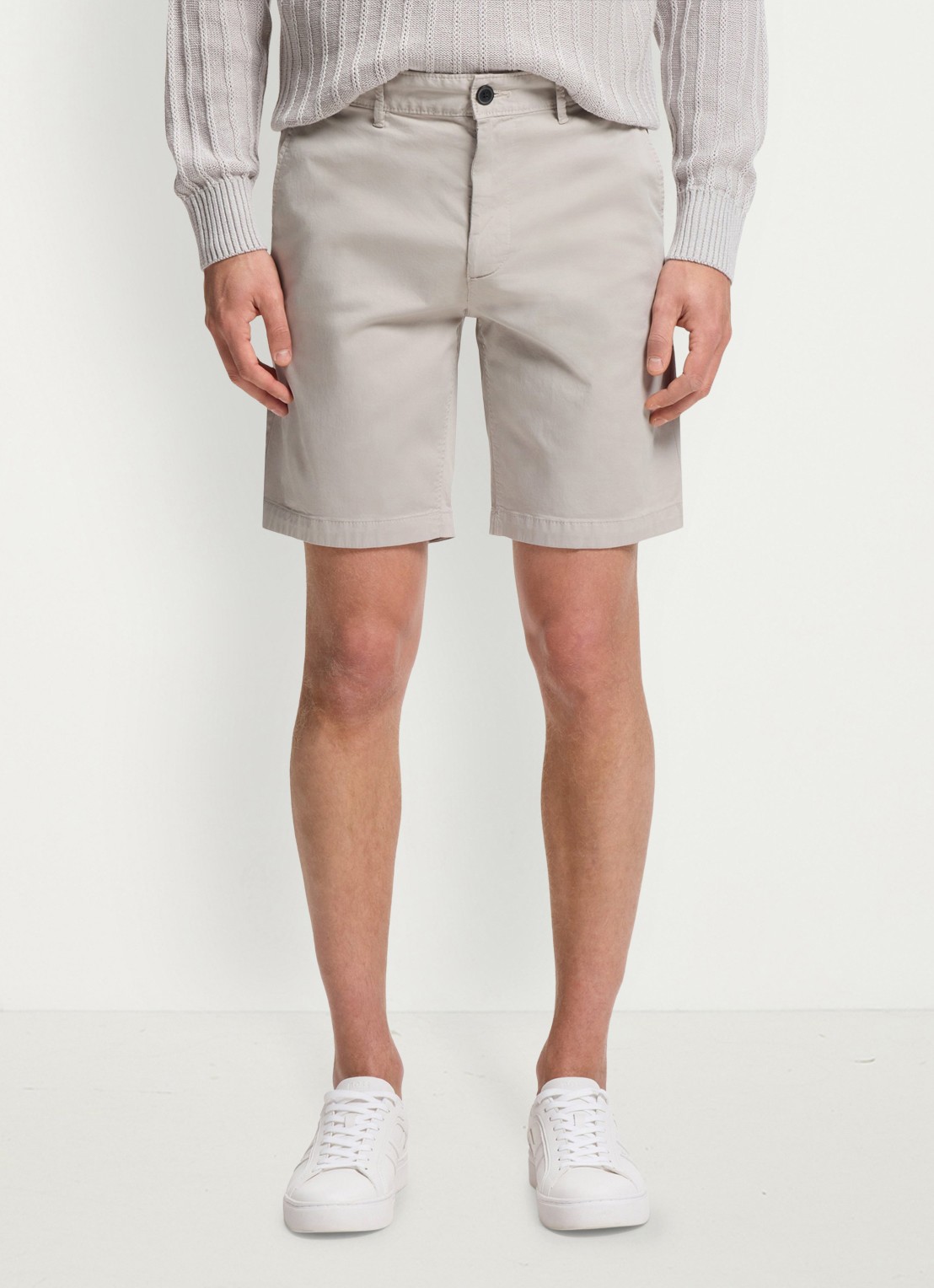 BOSS Straight fit korte chino met steekzakken - detail 4 open grey-070 / grijs