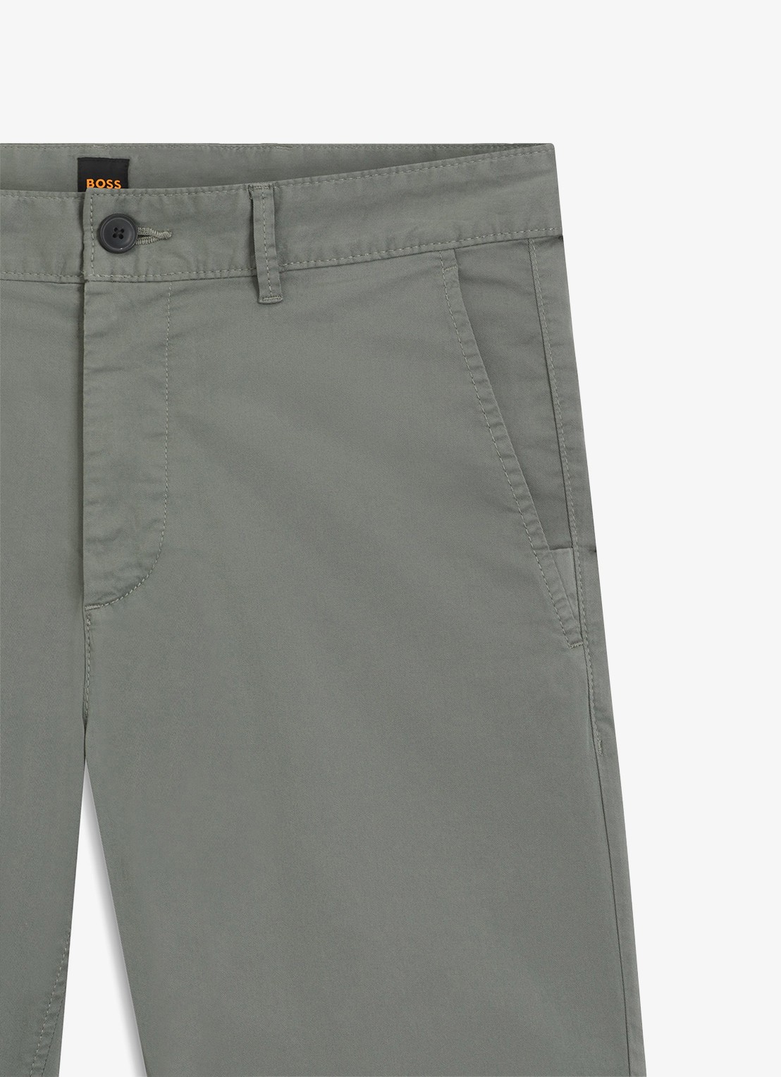BOSS Straight fit korte chino met steekzakken - detail 6 open grey-076 / grijs