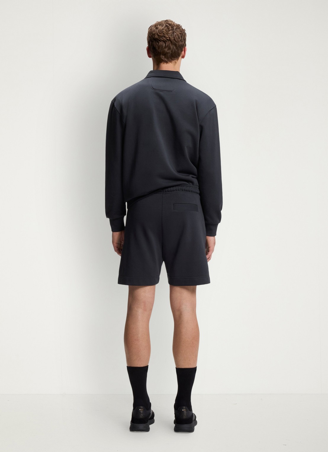 BOSS Straight fit korte joggingbroek in katoenblend - achterkant 3 donkerblauw