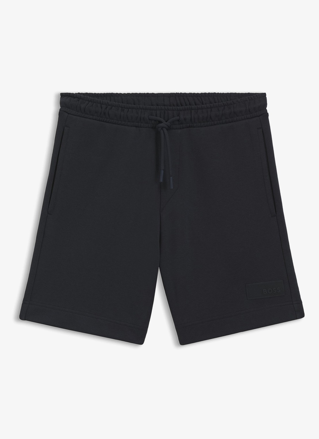 BOSS Straight fit korte joggingbroek in katoenblend - voorkant 4 donkerblauw