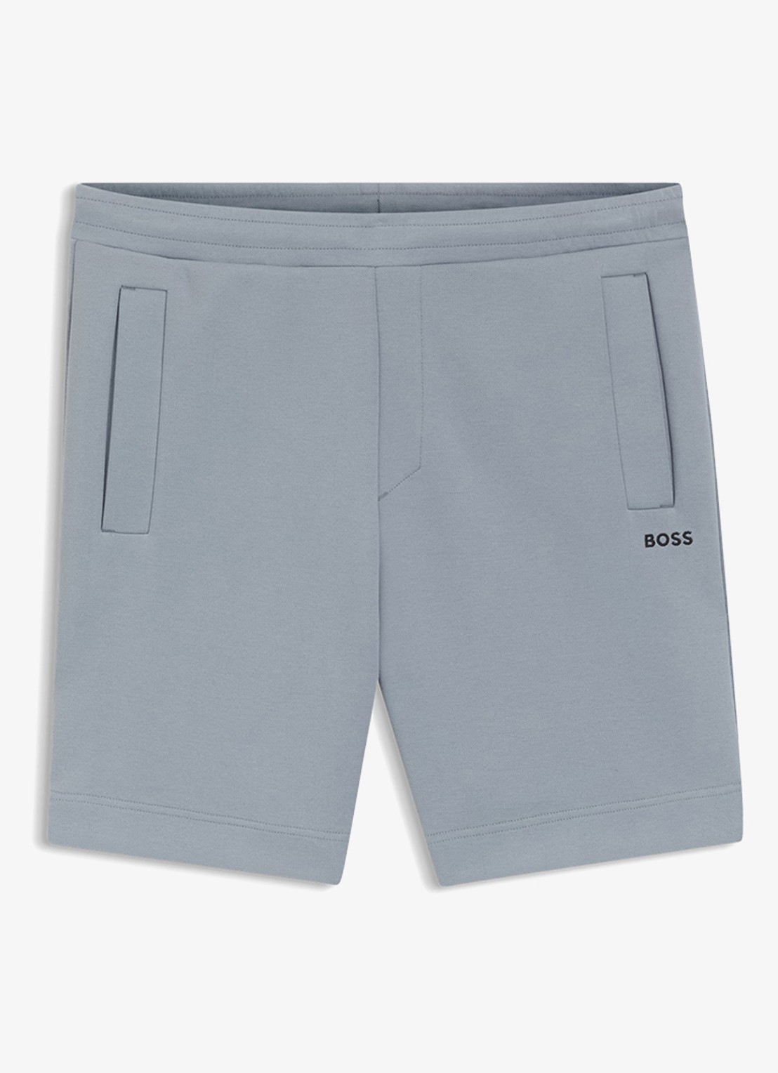 BOSS Straight fit korte joggingbroek in katoenblend - voorkant 2 dark grey-026