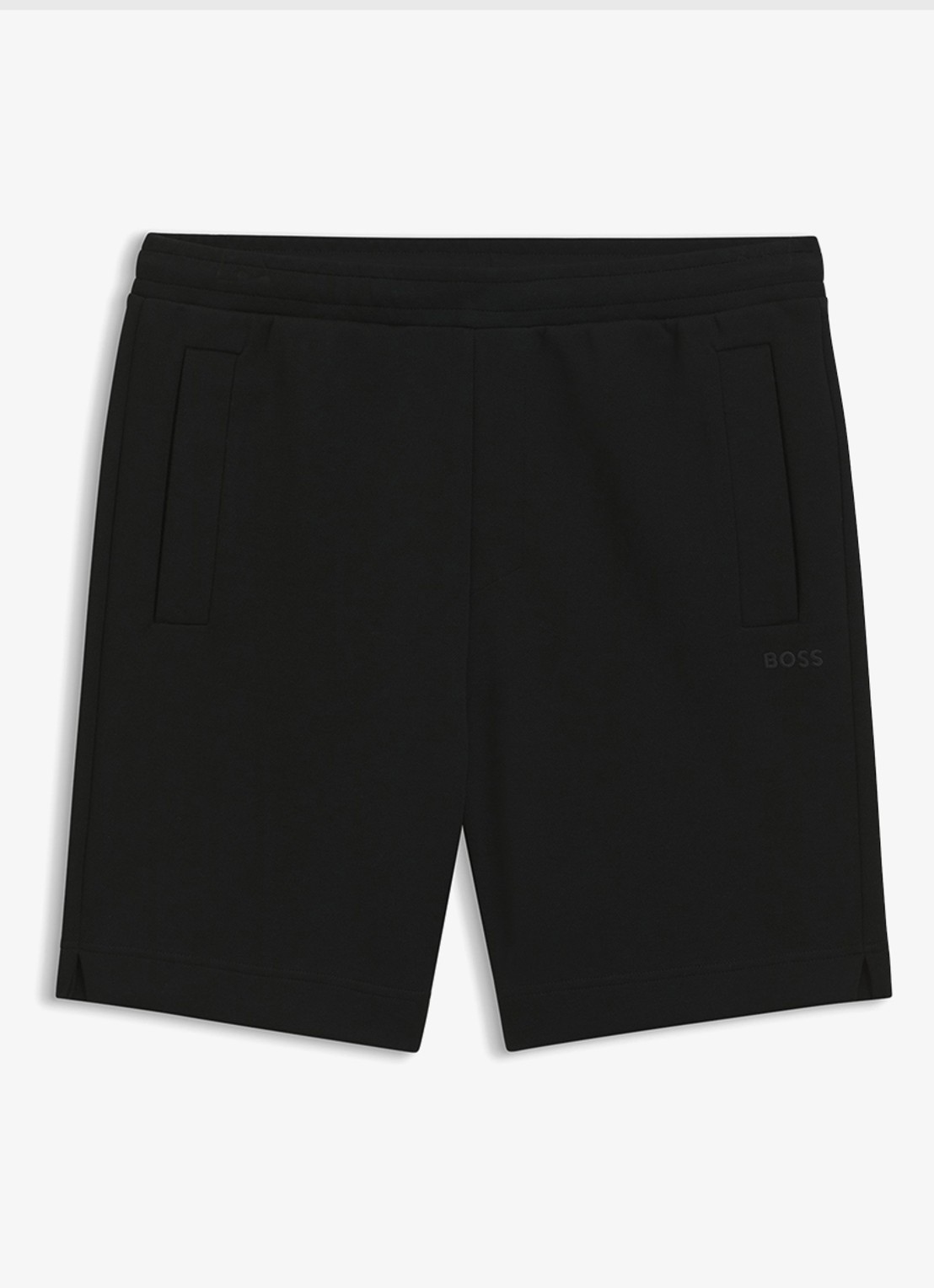 BOSS Straight fit korte joggingbroek in katoenblend - voorkant black-002