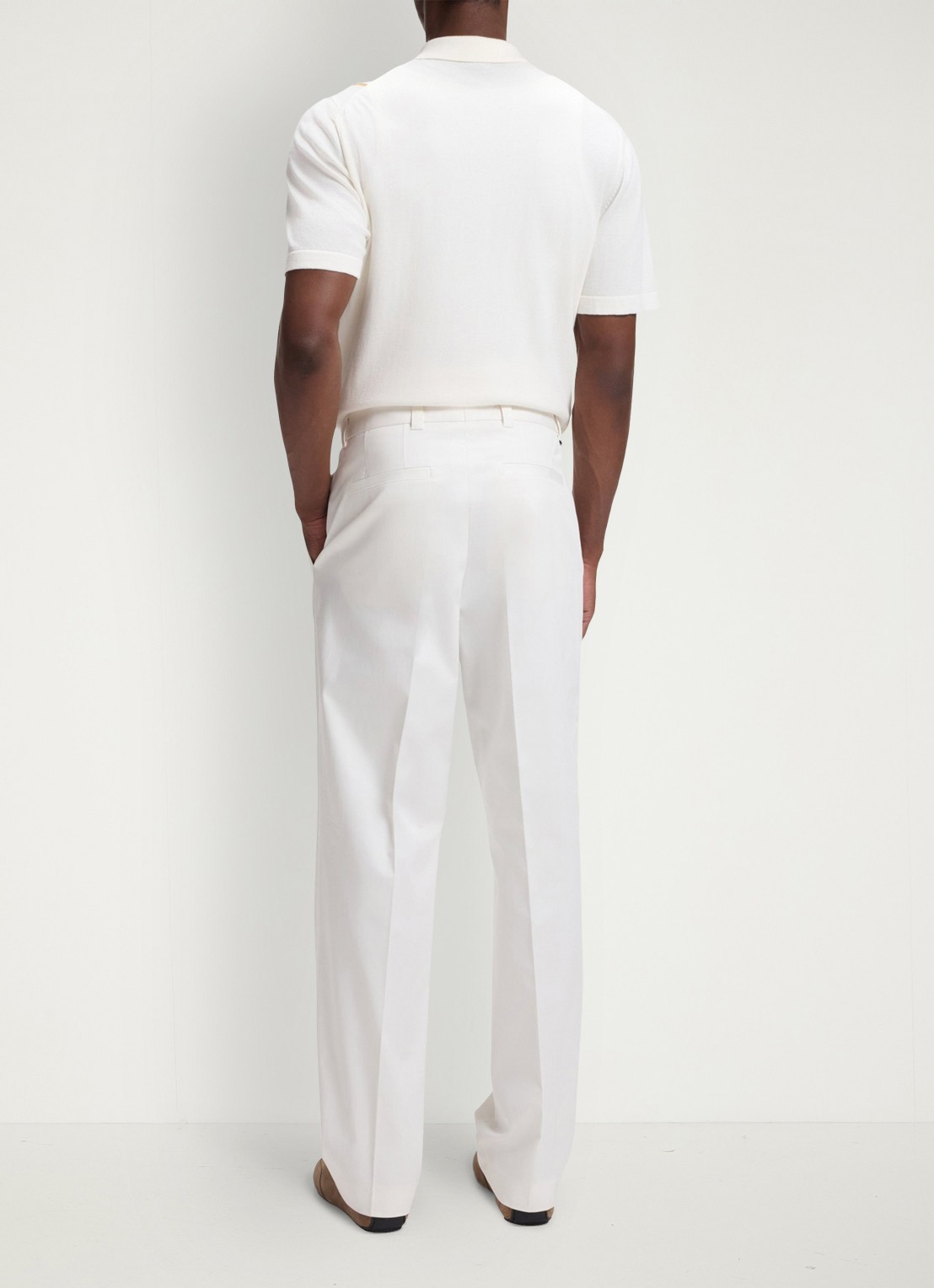 BOSS Straight fit pantalon in katoenblend - achterkant 4 wit