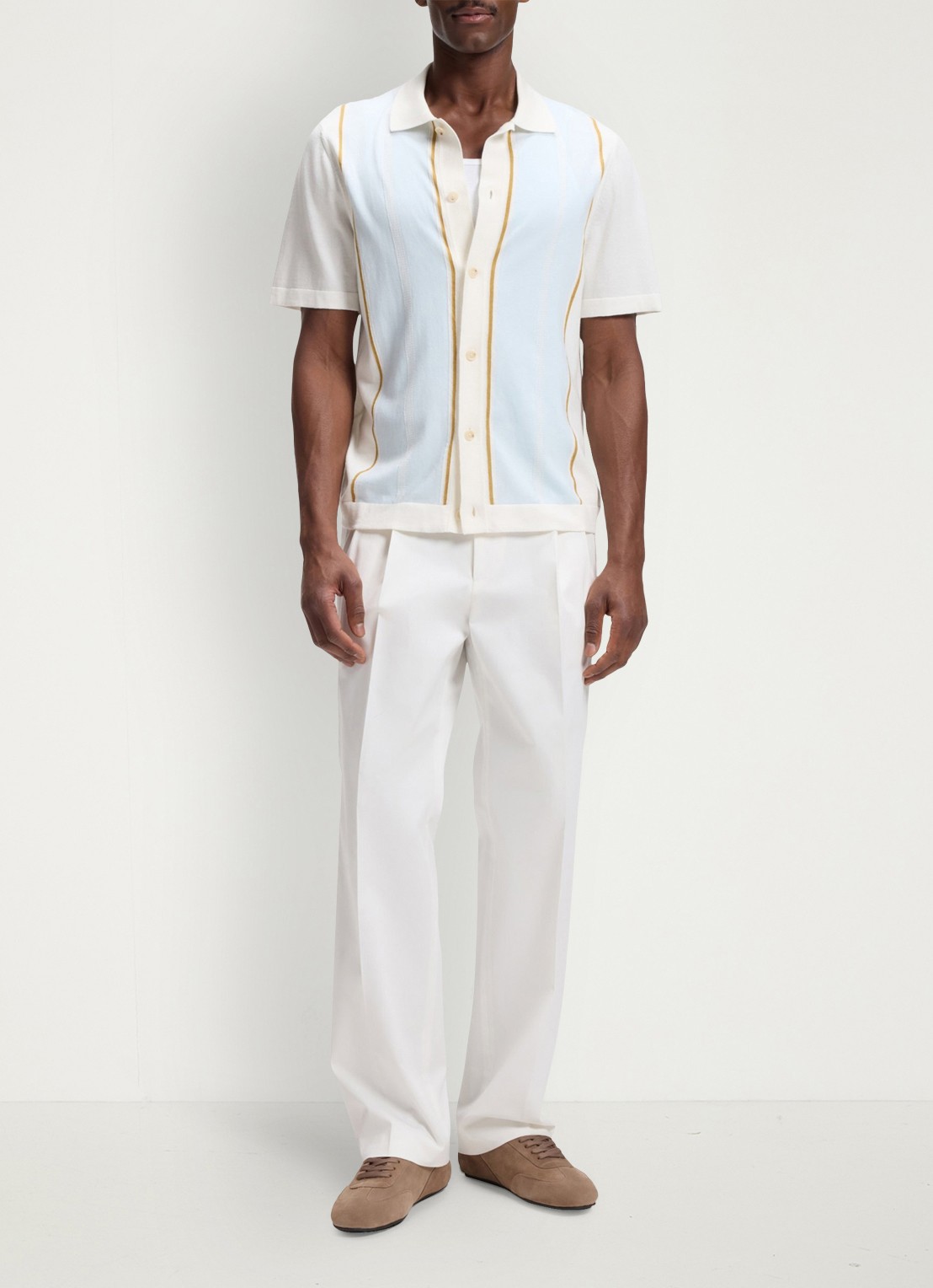 BOSS Straight fit pantalon in katoenblend - voorkant 6 wit