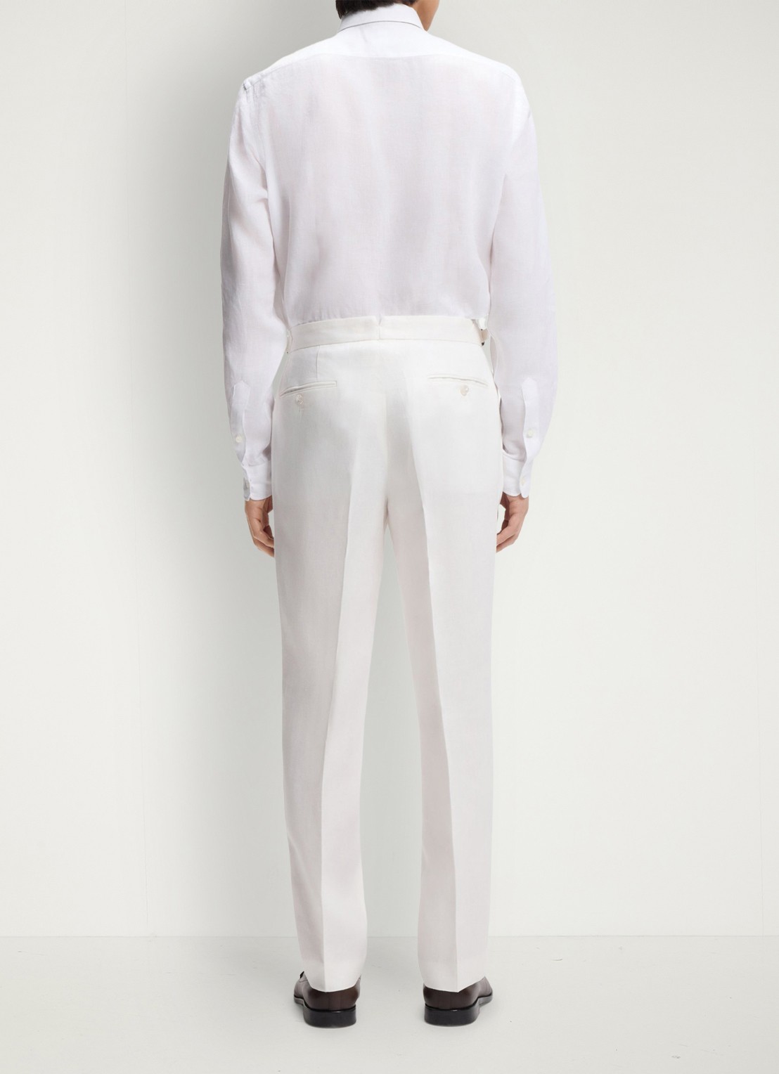 BOSS Straight fit pantalon in linnenblend met steekzakken - achterkant 6 wit