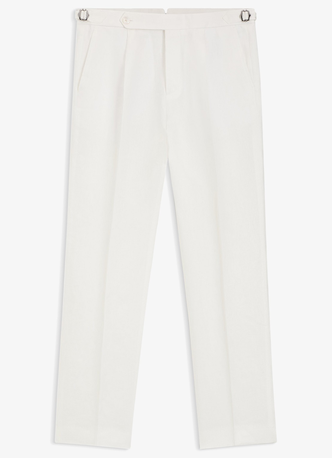 BOSS Straight fit pantalon in linnenblend met steekzakken - voorkant wit