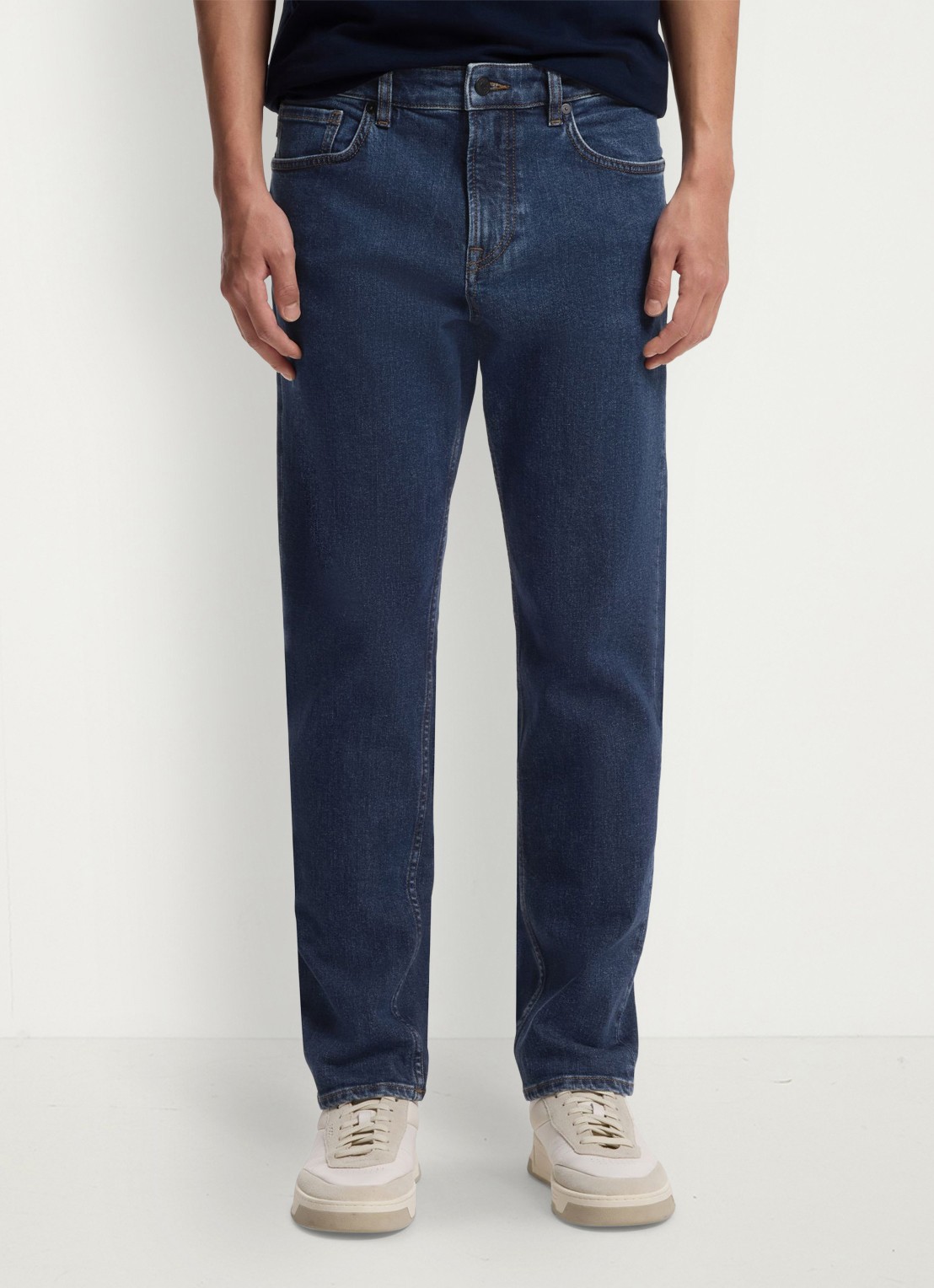 BOSS Straight leg jeans met steekzakken - detail donkerblauw