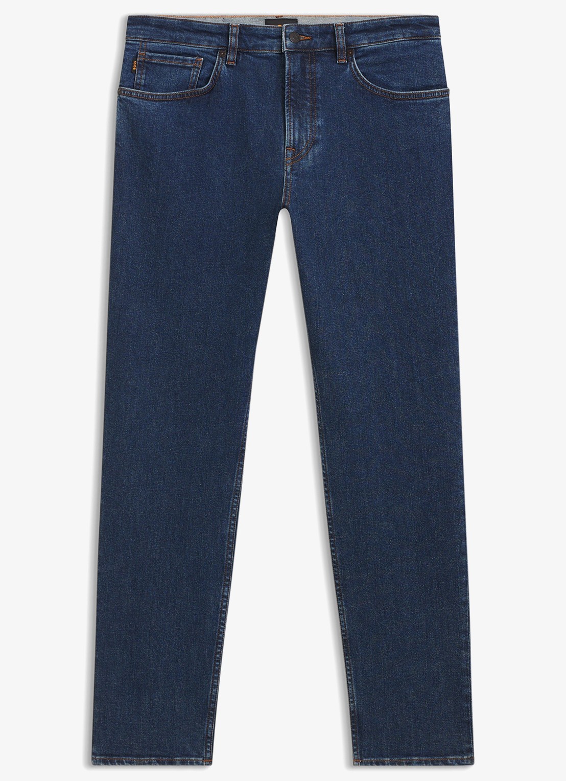 BOSS Straight leg jeans met steekzakken - voorkant 4 donkerblauw