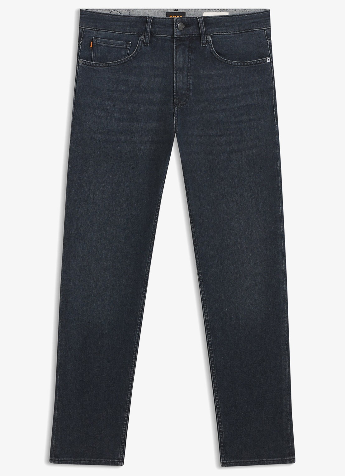 BOSS Straight leg jeans met steekzakken - voorkant donkerblauw