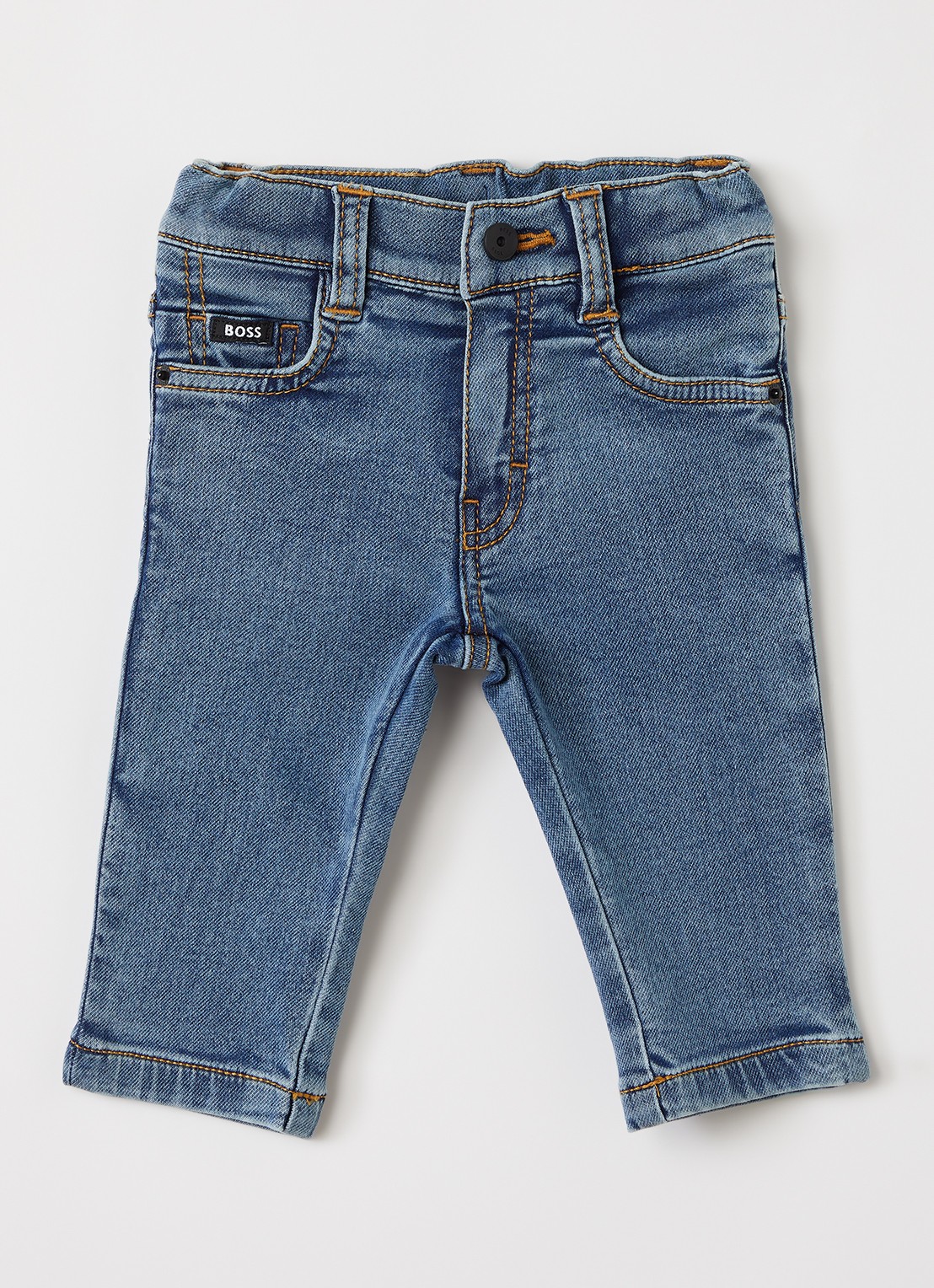 BOSS Straight leg jeans met steekzakken - voorkant indigo
