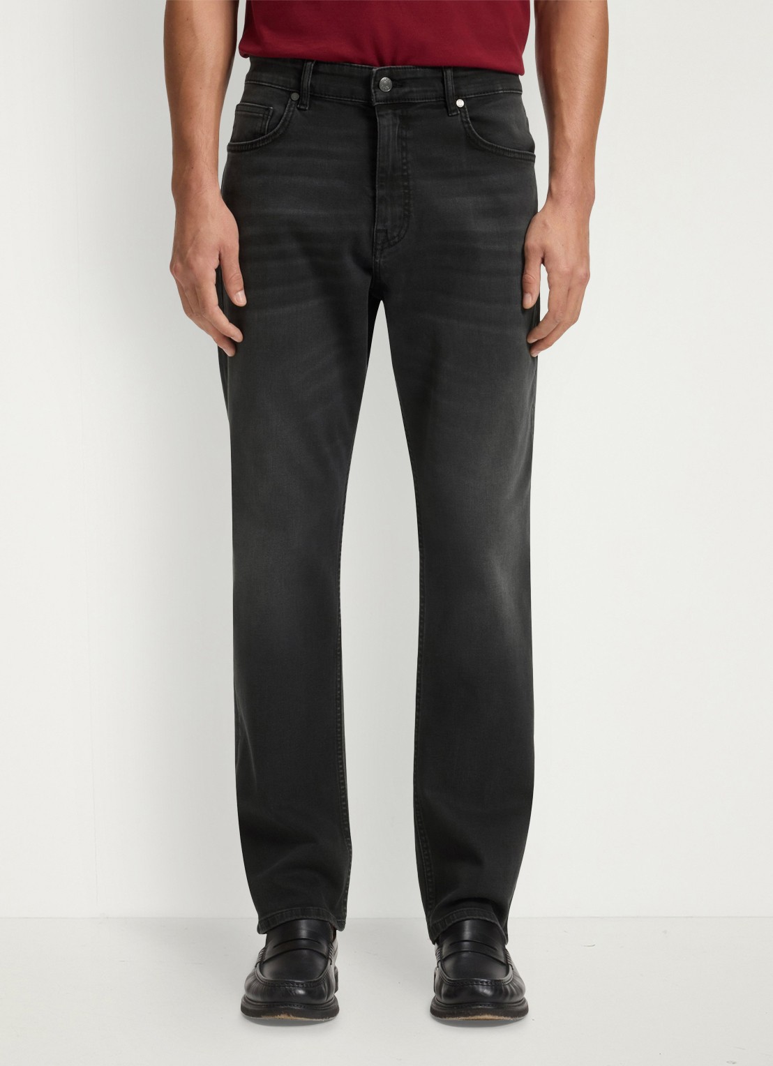 BOSS Straight leg jeans met stretch en steekzakken - detail charcoal-015 / grijs