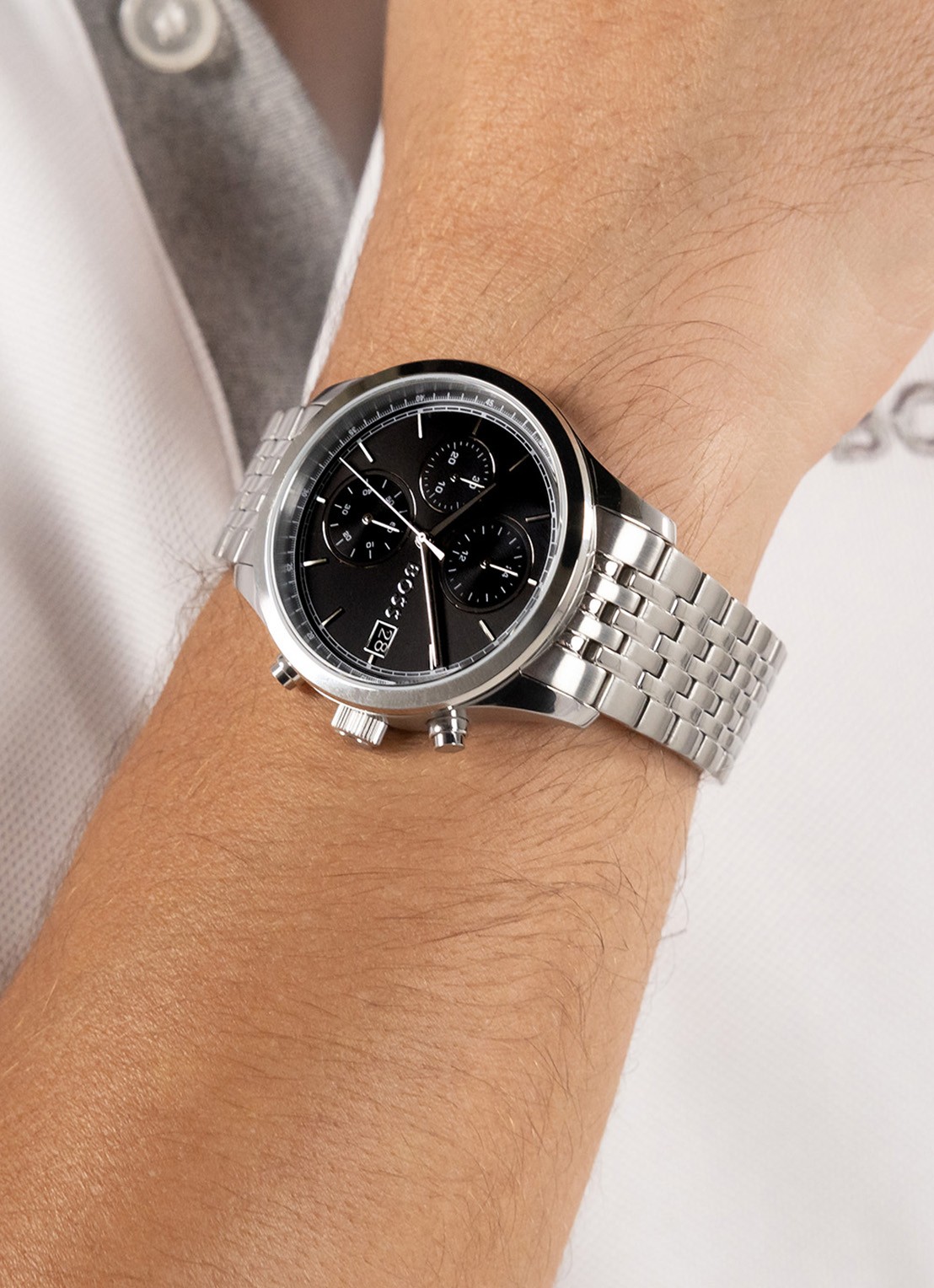 BOSS Stratus horloge HB1514328  - voorkant 4 zilver