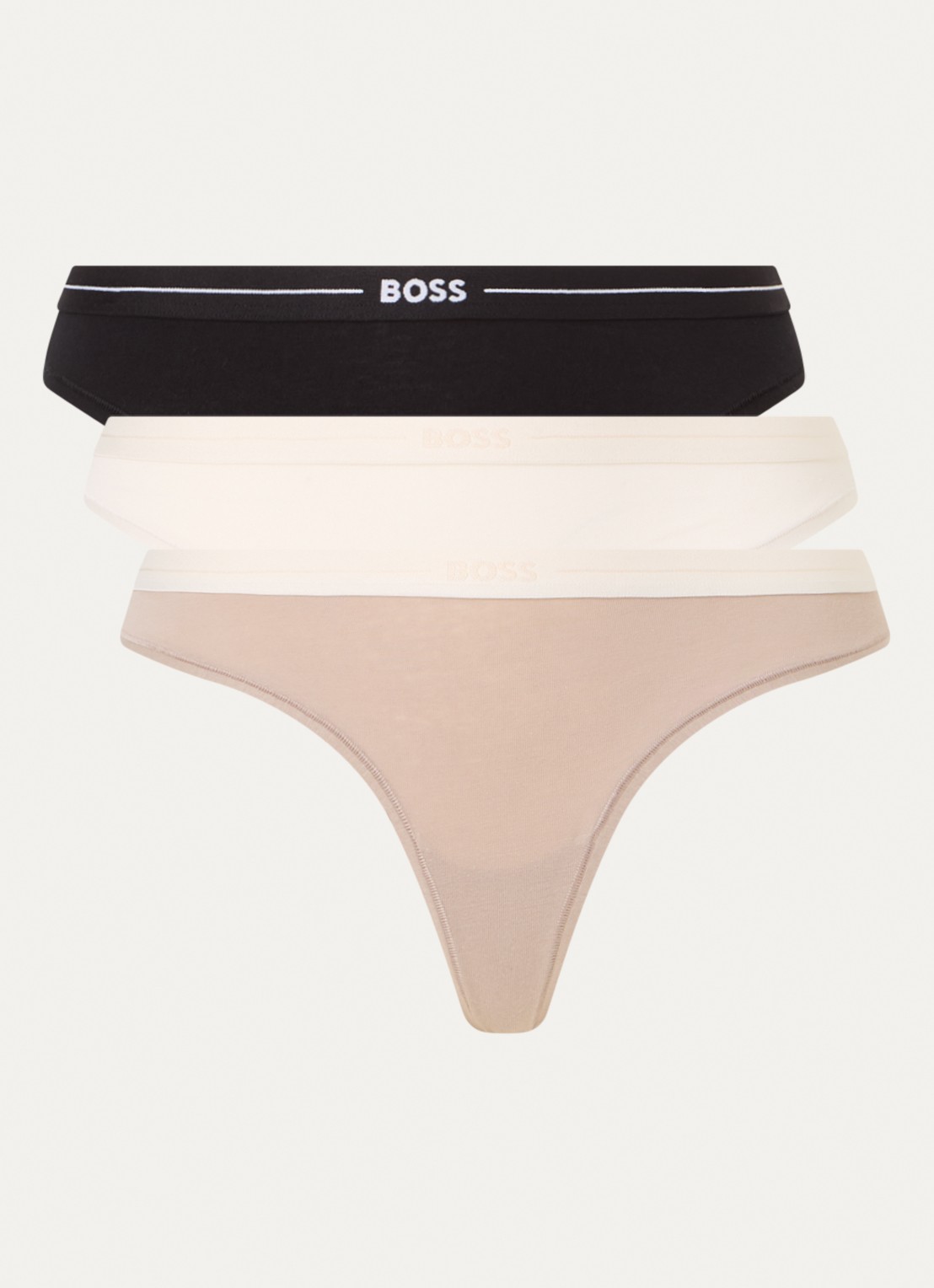 BOSS String met logo in 3-pack - voorkant 3 beige